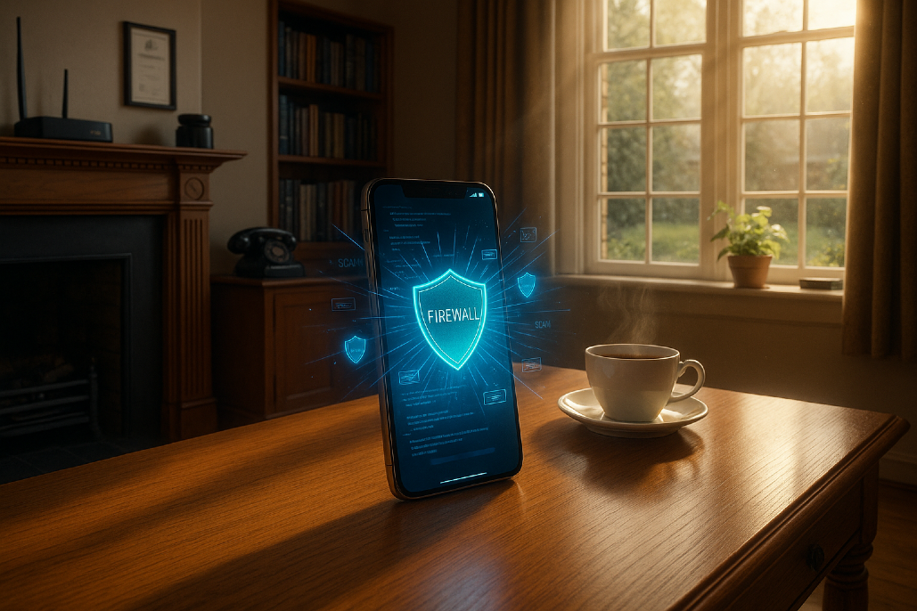 Protection against scam texts, Shielded from deceitful words, Peace of mind restored